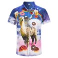 thumbnail image 3 of Camisa hawaiana de playa para hombre, con estampado 3D de animales, divertida camiseta informal de manga corta con botones, para vacaciones, ropa de calle, 3 of 5
