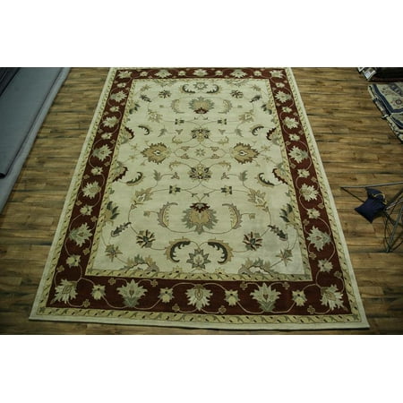 Agra Ivory Green - RugSource Handmade Floral Ivory 12x16 Oushak Agra Large Oriental Area Rug