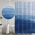 thumbnail image 4 of Polyester Fabric Navy Blue Ombre Shower Curtain, Modern Abstract Art Ocean Oil Painting Waterproof Bathtub Curtain Bathroom Decor Set with Hooks 72 x 84 Inches, 4 of 6