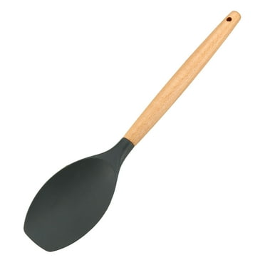 Uxcell Kitchen Utensil Silicone Cooking Utensils Wood Handle Gadgets for Nonstick Cookware