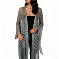thumbnail image 6 of Hesxuno Women Crochet Cardigans Long Sleeve Lightweight Baggy Maxi Cardigan Hollow Out Beach Boho Cover Up 2026 Breathable Comfy Coverup Dark Gray Free Size, 6 of 6