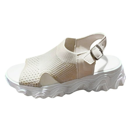 

Women Sandals Fashion Summer New Pattern Mesh Open Toe Breathable And Comfortable Non Slip Buckle Strap Shoes Cork Slide Sandals for Women Womens Shoes Sandals