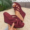 thumbnail image 3 of RUIYANQI Women's Wedge Slide Sandals Crisscross Strap Platform Heel Open Toe Summer Casual Beach Shoes Non Slip Comfortable Dressy Sandals For Women Wine Women Sandal, 3 of 9