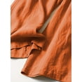 thumbnail image 4 of Women' s Culottes Linen Blend Wide Leg Pants Casual Capri Pants Cropped Pants Elastic Waist Palazzo, 4 of 5