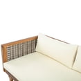 thumbnail image 6 of Outdoor Wood Sofa Set, Wood Structure Furniture Sectional Sofa Set, Patio Sectional Seating Group with Coffee Table and Soft Cushions (Brown Mix,Teak+ Beige), 6 of 9