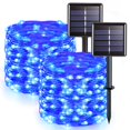 thumbnail image 1 of Guirnalda de luces solares JMEXSUSS, paquete de 2 unidades, 10 m, 100 LED, azules, impermeables, 1 of 8