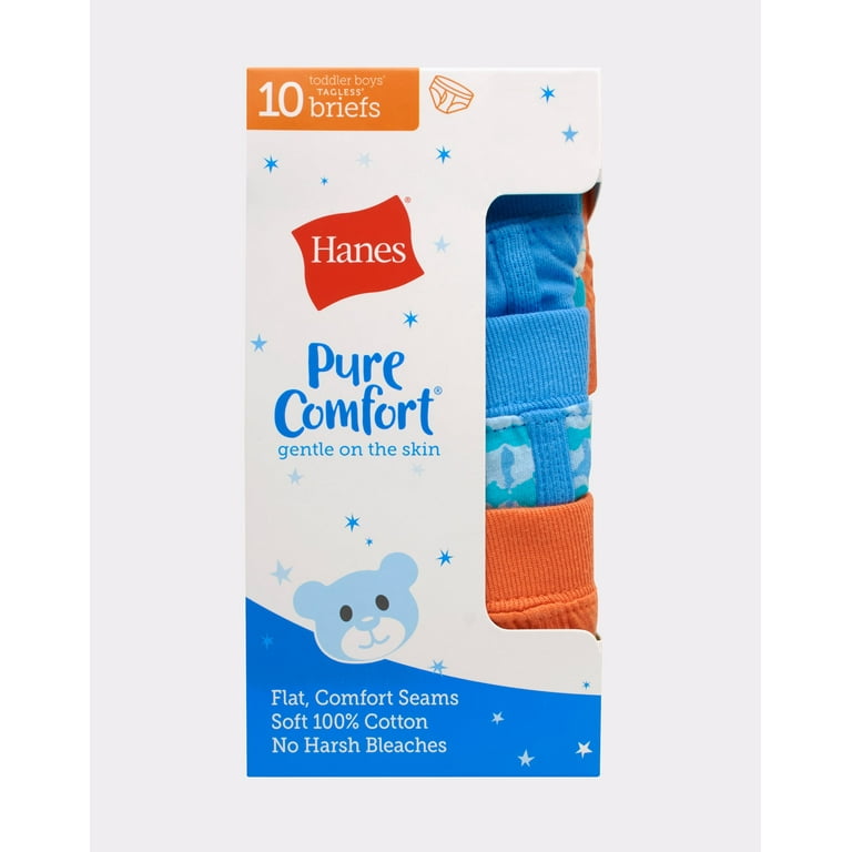 Hanes Pure Comfort Toddler Boys' Organic Cotton Brief Underwear, 10-Pack  Assorted 4