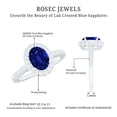thumbnail image 6 of Rosec Jewels Oval Shaped Lab Grown Blue Sapphire and Diamond Ring - Halo Engagement Ring for Women - AAAA Quality Certified, 18K White Gold, US 3.50, 6 of 9