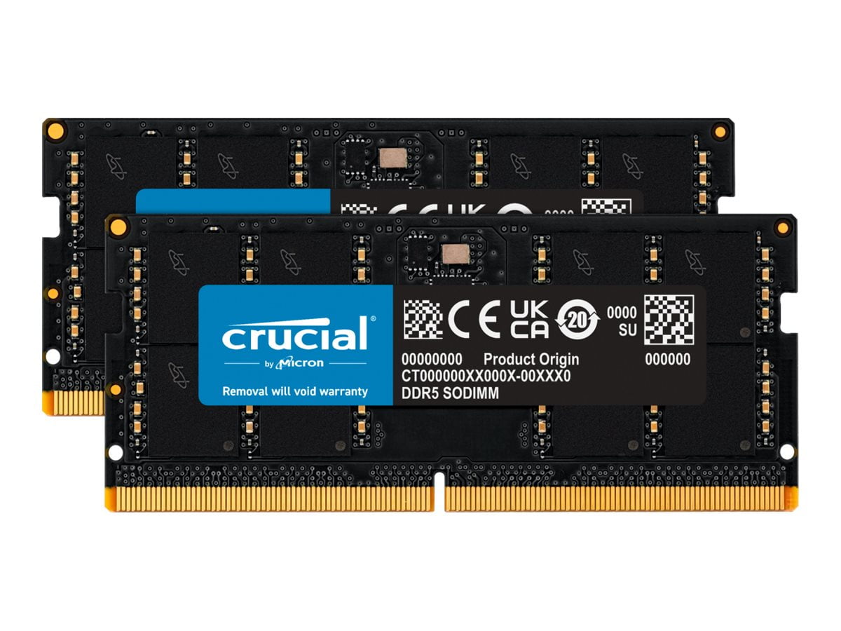 Crucial - DDR5 - kit - 64 GB: 2 x 32 GB - SO-DIMM 262-pin - 4800 MHz /  PC5-38400 - CL40 - 1.1 V - unbuffered - non-ECC