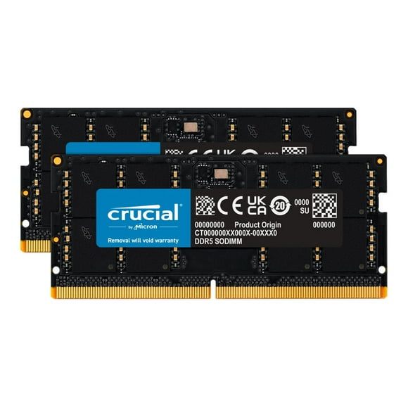 Crucial - DDR5 - kit - 64 GB: 2 x 32 GB - SO-DIMM 262-pin - 4800 MHz / PC5-38400 - CL40 - 1.1 V - unbuffered - non-ECC