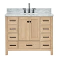 thumbnail image 2 of Ariel Cambridge 43 Inch Single Oval Sink Bathroom Vanity With Italian Carrara Marble Countertop 1.5 Inch Edge In Oak, 2 of 10