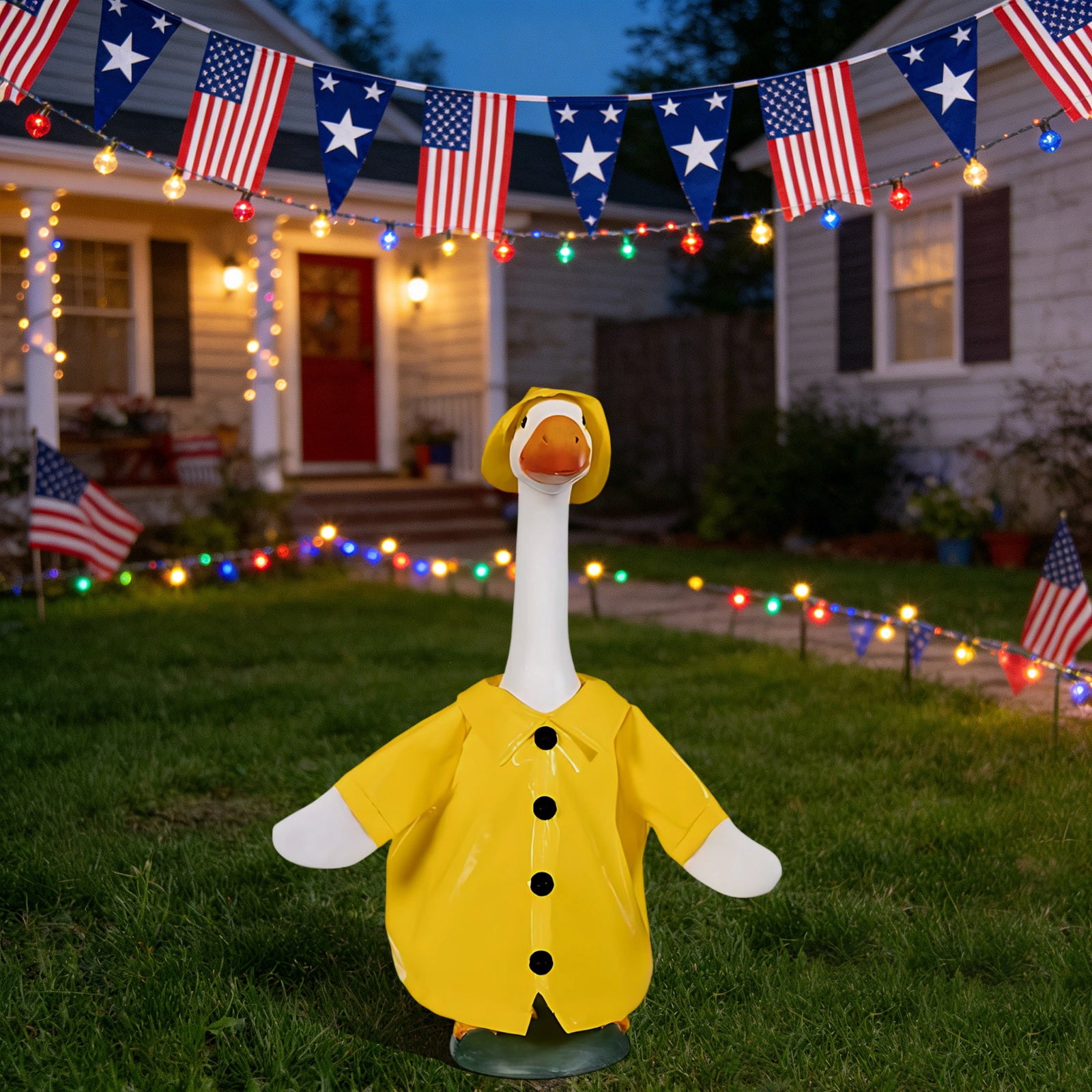 Hxlamzoo 23-inch White Goose Holiday Decoration Outdoor Waterproof Fade-Resistant Easy to Install for Porch Yard Garden Easter Thanksgiving Decorations