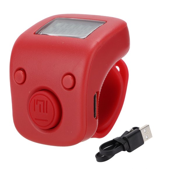 Contador de cuentas digital manual con forma de anillo, miniherramienta para contar cánticos y meditación budista, color rojo auspicioso.