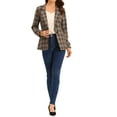 thumbnail image 2 of INSPIRE CHIC Blazers pour Femmes Revers Cranté Manches Longues un Bouton Blazer à Carreaux L Brun Clair, 2 of 6