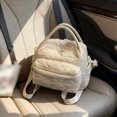 thumbnail image 4 of HUISZJ Women Nylon Quilted Shoulder Bag, Adjustable Strap Crossbody Bag, Trendy Backpack for Work Shopping Travel (White), 4 of 10