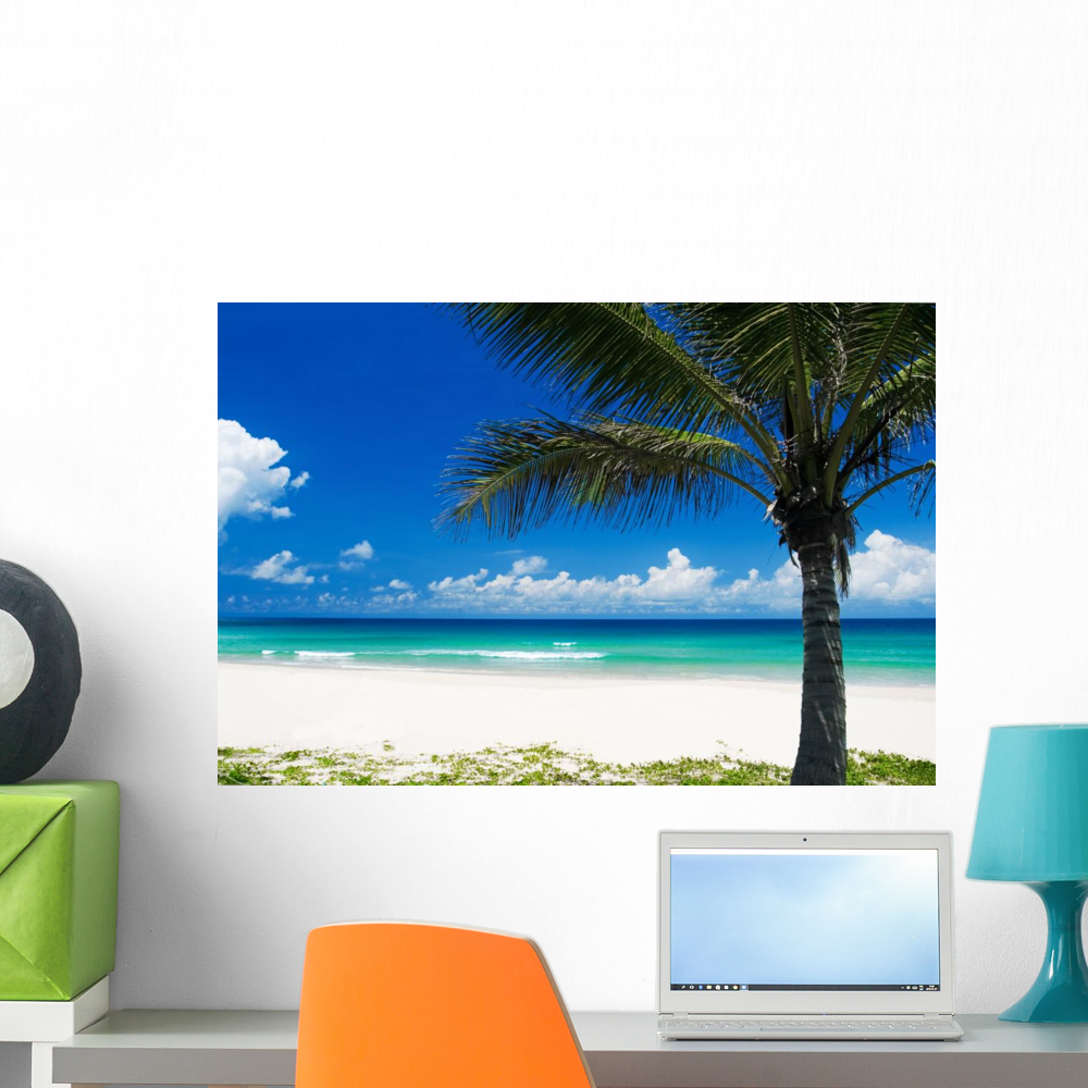 Palm Tree Tropical Beach Wall Mural by Wallmonkeys Peel and Stick ...