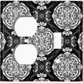 thumbnail image 4 of Metal Light Switch Plate Cover Mandala Black White Floral Pattern Damask MDL073, 4 of 13