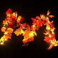 thumbnail image 1 of Guirnalda de hojas de arce de Halloween para Acción de Gracias 66" | Decoración otoñal naranja de enredaderas artificiales iluminadas | Ratán plástico interior y exterior conectable | Textura, 1 of 8