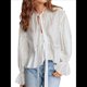thumbnail image 3 of Blusa con Lazo Delantero para Mujer, Blusa Peplum, Blusa de Larga para Salir, Blusa de Vacaciones de Verano. S, 3 of 7
