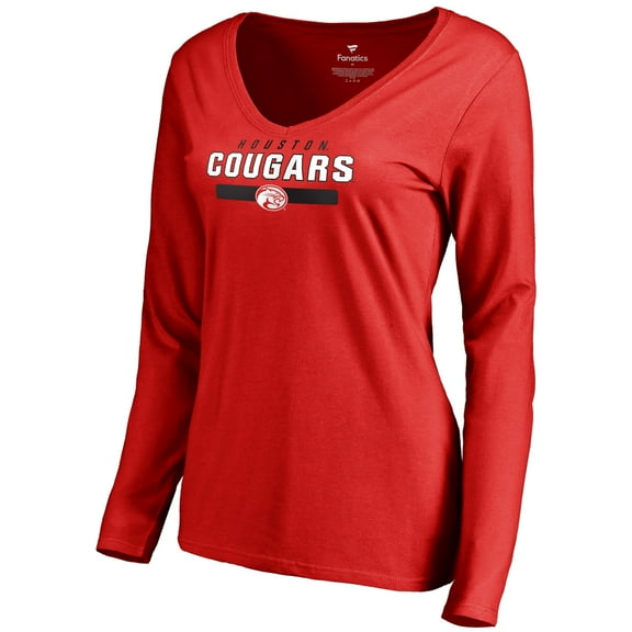 Women's Red Houston Cougars Team Strong Long Sleeve T-Shirt
