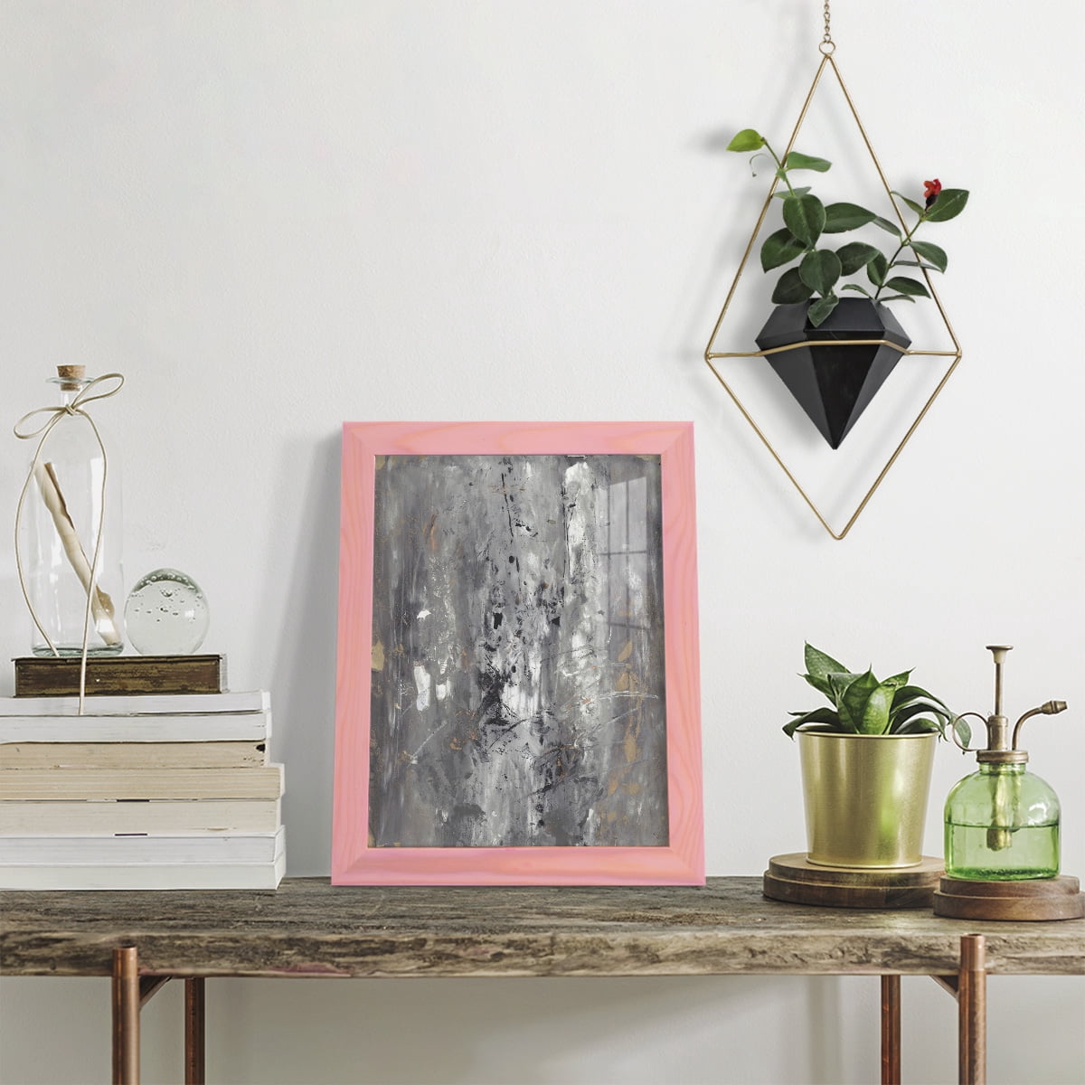 Ancient Marks I - Framed Print w/glass - Sunset Pink