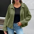 thumbnail image 2 of Hueook Barn Jackets for Women's Casual Sleeve Zipper Loose Suede Textured Coat Long Sleeve Hoodless Casual Coat/Jacket Green XL, 2 of 8