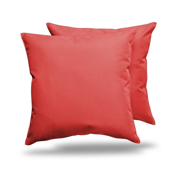 2-Piece Outdoor Pillow Covers 18 x 18 inch Patio Decorative Square Throw Pillow Covers (18" x 18" Solid, Red)