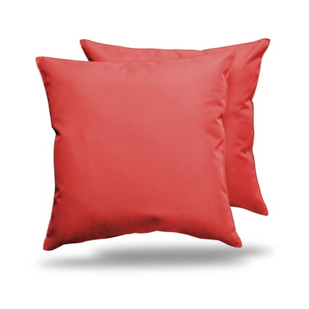 Pack of 2 Outdoor Decorative Throw Pillows 18 x 18 inch Solid Red Square Pillows (18  x 18  Solid  Red) Brighten up your porch or patio furniture with your favorite color on the Alexandra s Secret Home Collection Outdoor Decorative Throw Pillow Pack of 2 UV Resistant Water Proof Patio Pillows. These durable water resistant decorative throw pillow shams are ideal for everything from porch swings to chaise lounges. This set of two toss pillow covers features spun polyester covers with matching hidden zipper  easy to remove  clean  and maintain. Have your family guests sit comfortably outside or in with these lively vibrant color pillows.