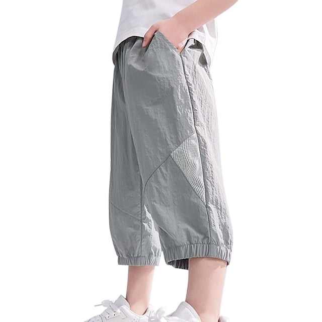 Odeerbi 6-15 Años Niños Verano Ice Silk Capris Entrenamiento Deportes Bermudas Casual Transpirable Secado Rápido Pantalones Cortos