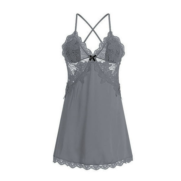 Ropa interior de mujer con cuello en V, ropa de dormir de satén, encaje, bata de pijama con cinturón, ropa de dormir