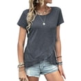 thumbnail image 3 of SLADYGLO Women Crew Neck Short Sleeve Ruffle Hem T-Shirt, 3 of 7
