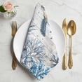 thumbnail image 2 of Blue Sea Turtles Cloth Napkins, Coastal Ocean Sea Starfish Coral Wood Grain Washable and Reusable Dinner Napkins Set of 6, Table Napkin for Kitchen Party Birthday Wedding Hotel Housewarming 20"x20", 2 of 9