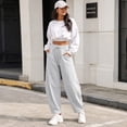 thumbnail image 2 of SOMER Women's Barrel Leg Sweatpant Drawstring Elastic Waist Wide Leg Joggers Soft Lounge Pants with Pockets, 2 of 8