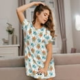thumbnail image 3 of Picia Sea Turtle Pattern Women’s Nightdress – Casual Short-sleeved Loose-Fit Sleepwear, Soft Cotton Short-Sleeve Sleep Shirt for Relaxation & Comfort, 3 of 6