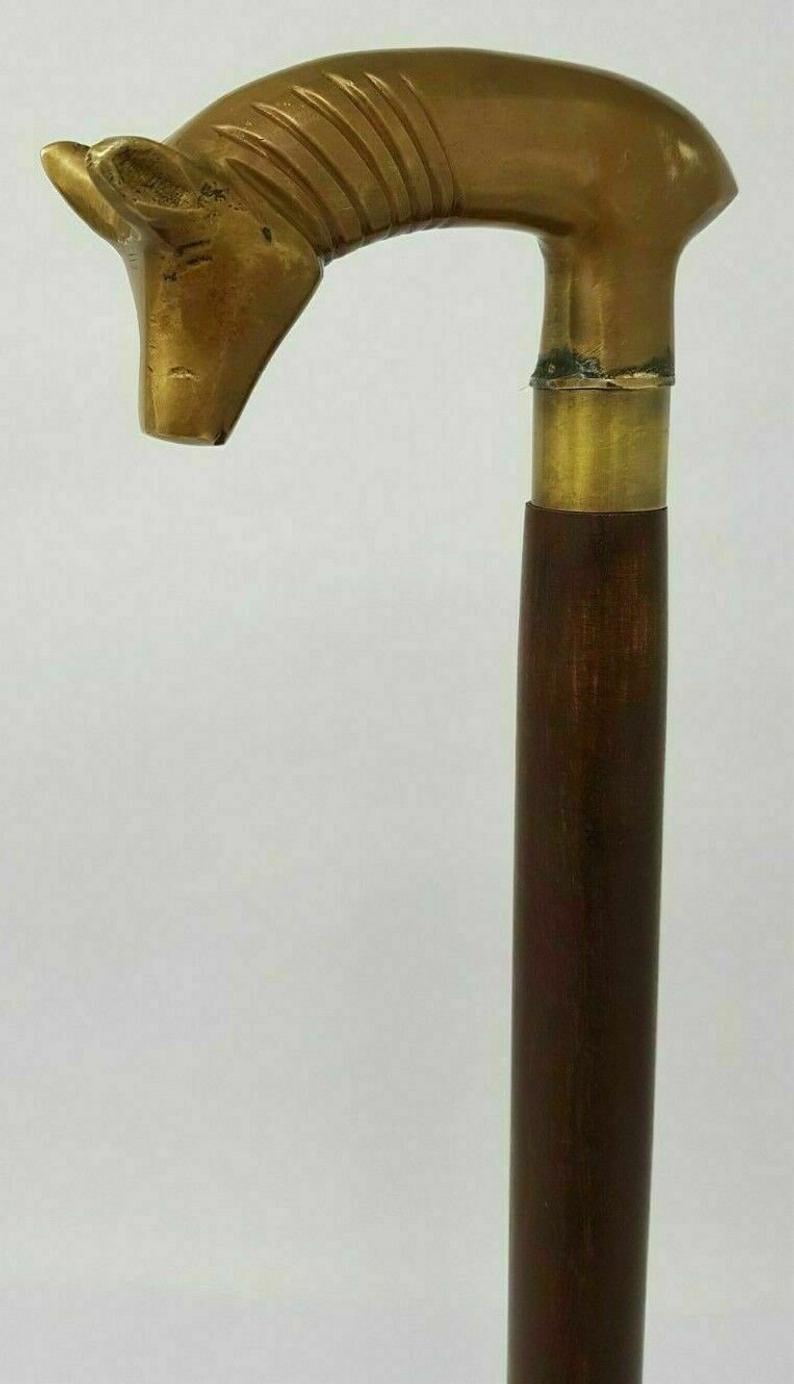 Details about   Vintage Brass Designer Handle Antique Wooden Walking Stick Victorian Spiral Cane 