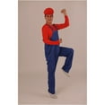 thumbnail image 2 of HPO Adult Men Mr Plumber Costume Red and Blue Color Overalls - (Small), 2 of 2