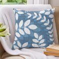 thumbnail image 3 of Pillow Covers 18x18 Set of 2, Lake Blue Leaves Throw Pillow Covers Decorative Couch Cushion Cover, Farmhouse Botanical Branch Vintage Boho Leaf Microfiber Soft Pillowcases for Bedroom Living Room, 3 of 9
