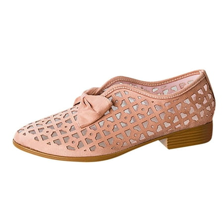

Casual Shoes for Women Retro Womens Breathable Knotbow Hollow Low-Heeled Roman Casual Shoes Sandals Women Casual Shoes Pu Pink 40