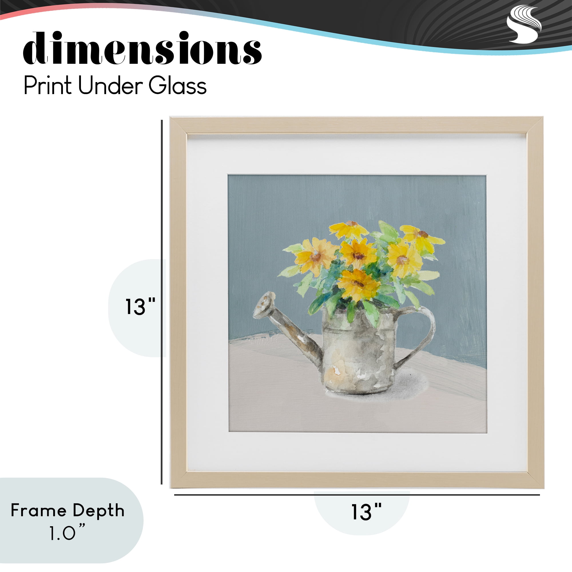 Stupell Industries Daisies in Watering Can Birch Framed Print Under Glass, design by Lanie Loreth