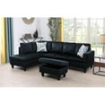 thumbnail image 4 of Starhome L Shaped Black Couch with Ottoman(Pillows Included) Microfiber, 4 of 8