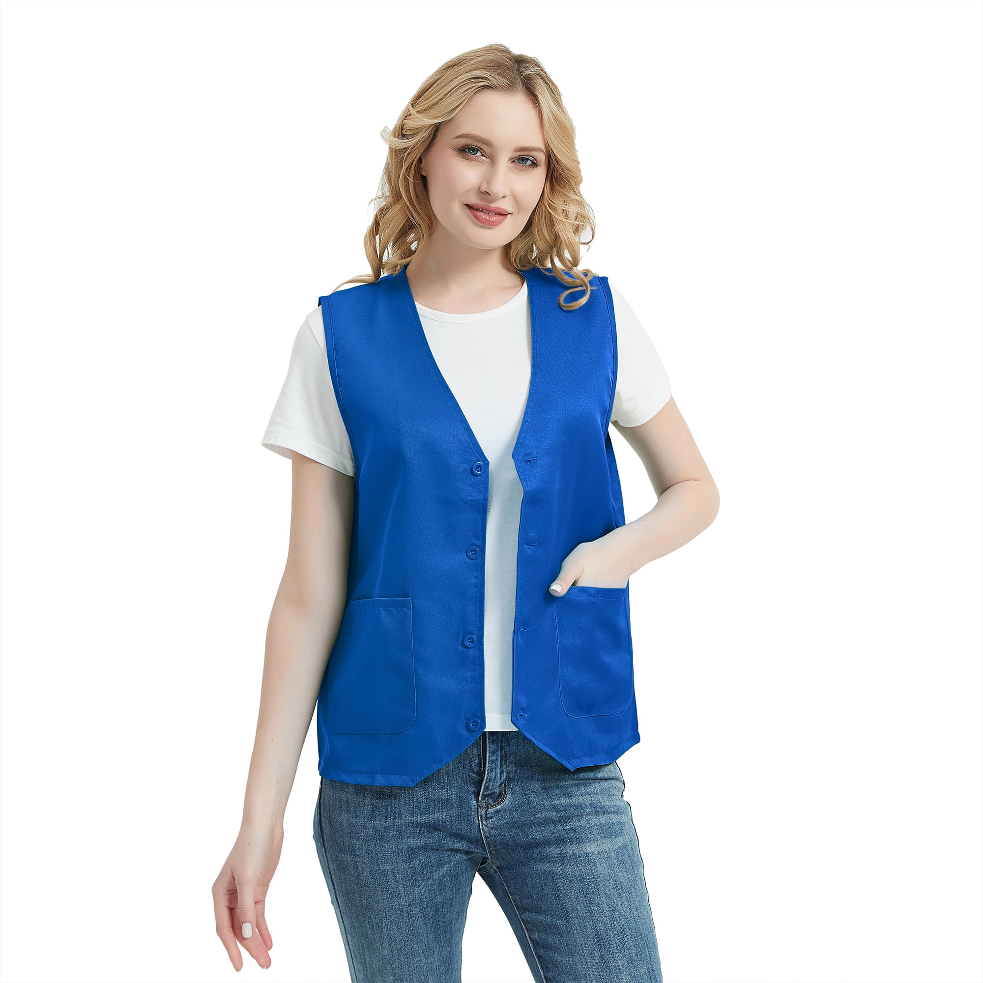 TOPTIE 5 Pack Unisex Work Vest Button Up Vest Volunteer Activity