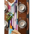 thumbnail image 2 of Ldtrchee Colorful Geometric Table Runner 48 Inches, Modern Oil Painting Abstract Bed Runner Dresser Scarves Tabletop for Indoor Outdoor Parties/Ceremony/Banquet, 13" x 48", 2 of 8