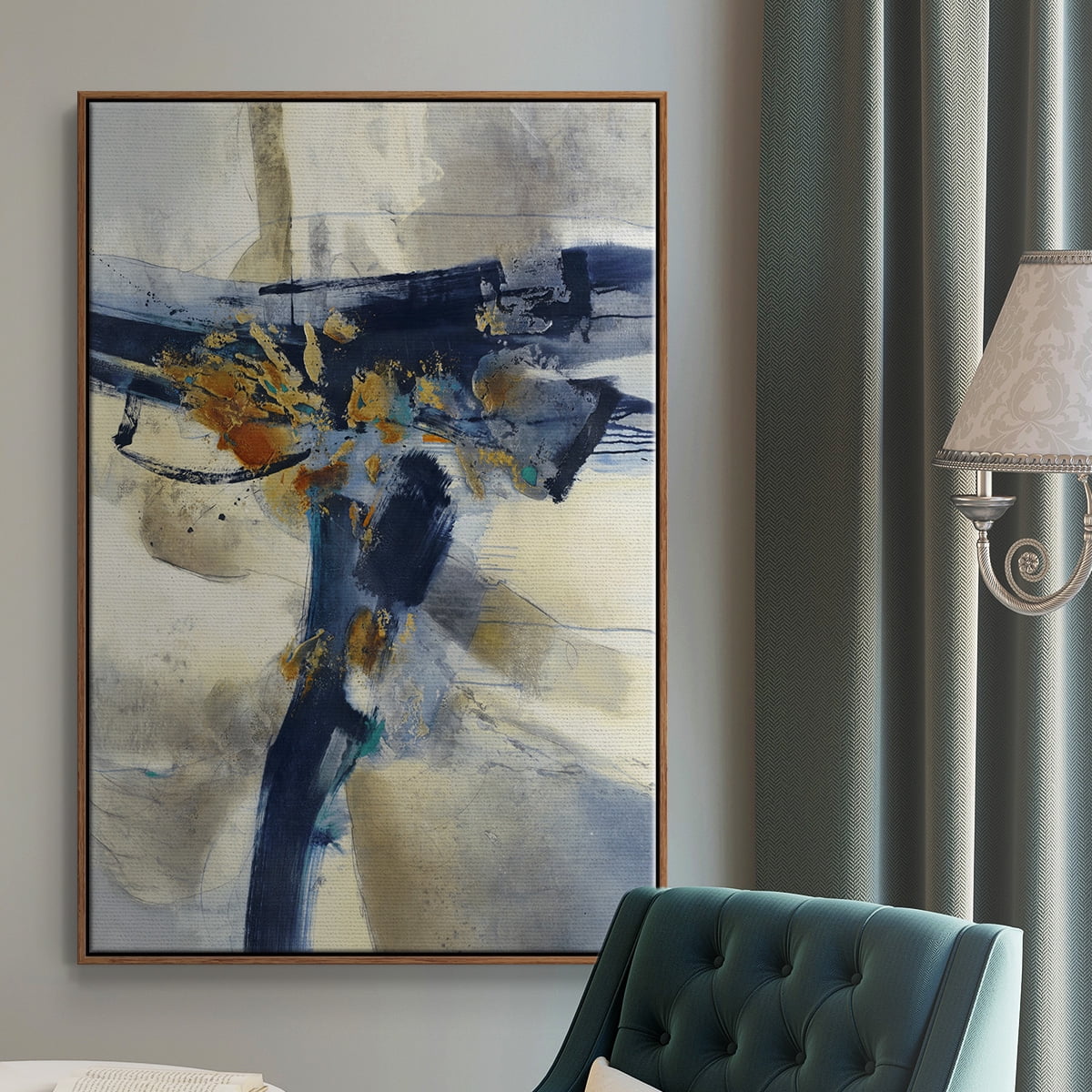 Blast Framed Premium Gallery Wrapped Canvas - Ready to Hang - 25 x 37 - Walnut Floating Frame