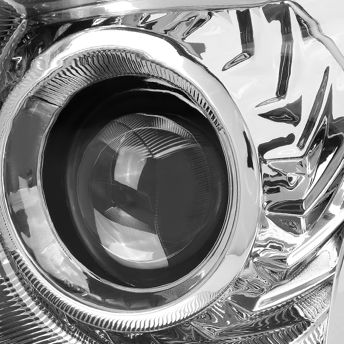 DNA Motoring Halogen Projector Headlight Lamps for 2013-2015 Nissan Altima, Chrome Amber, Pair