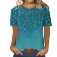 thumbnail image 2 of Aqestyerly Haut à Manches Courtes en Solde, T-Shirt Décontracté Imprimé Col Rond pour Femmes, Bleu (TG), 2 of 4