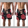 thumbnail image 3 of luoweisi Men's Beach Shorts Quick Dry Swim Trunks with Mesh Lining Roses and Skull L, 3 of 5