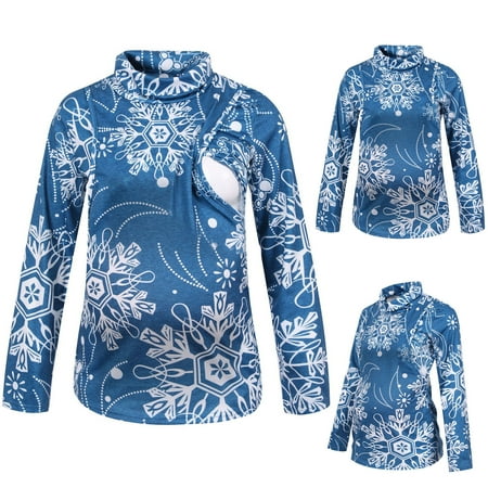 

Cptfadh Women Mom Pregnant Nursing Baby Print Maternity Tops Blouse Clothes