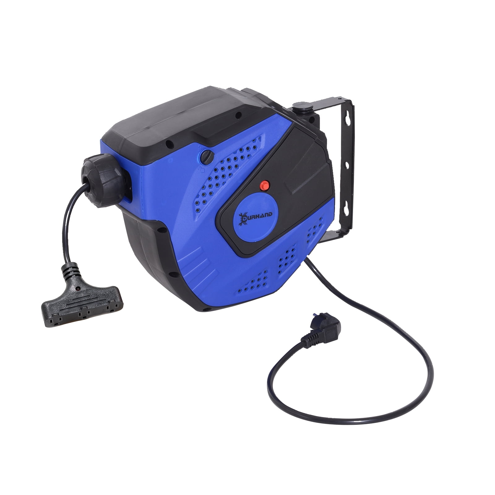 50ft Retractable Extension Cord Reel 3 Outlets Ceiling Wall Mount