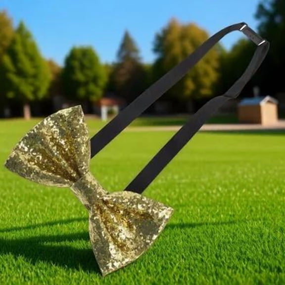 UPOUART Golden Glitter Pre-Tied Bow Tie for Men Adjustable Fabric and for Formal Banquets and Parties