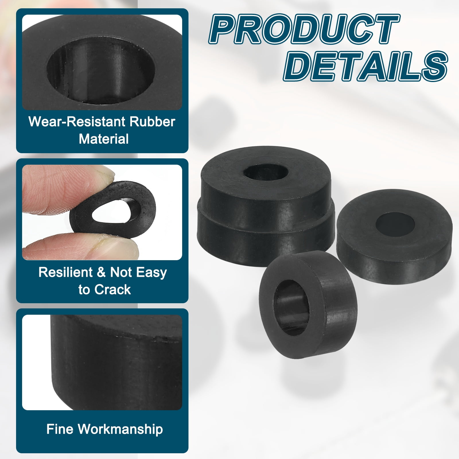 Uxcell 18Pack Thick Rubber Spacer, 2 Inch OD x 25/32 Inch ID x 25/32 Inch Thickness